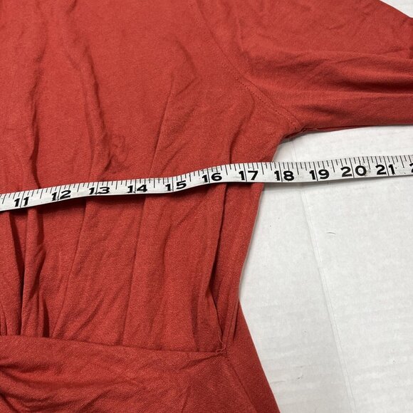 Elie Tahari Top Womens XL Burnt Orange Faux Wrap Jersey Knit Pullover Blouse - Picture 7 of 7
